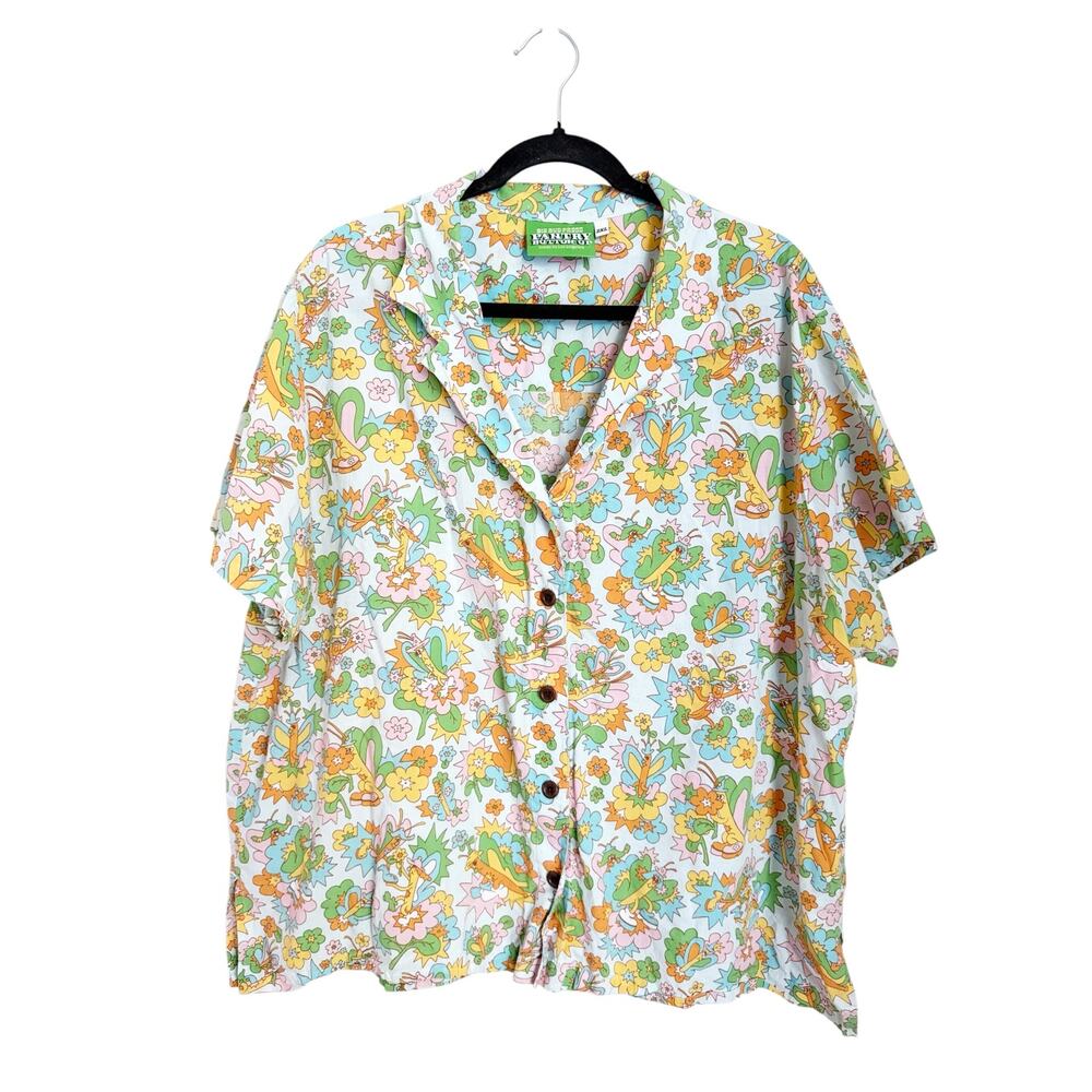 Big Bud Press Pantry Button-Up 2XL Bug Floral Print Boxy Shirt